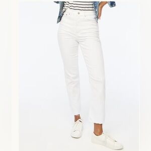 J. Crew Factory White Stovepipe Straight Jeans Cut Hem Stretch Sz 26 Preppy